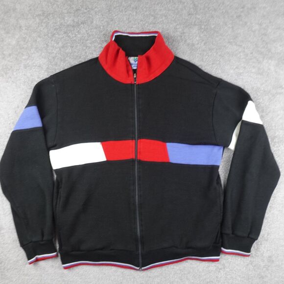 Vintage Winning Ways Jacket Adult M Black Full Zip Track Tennis Athletic Acrylic - Picture 1 of 9